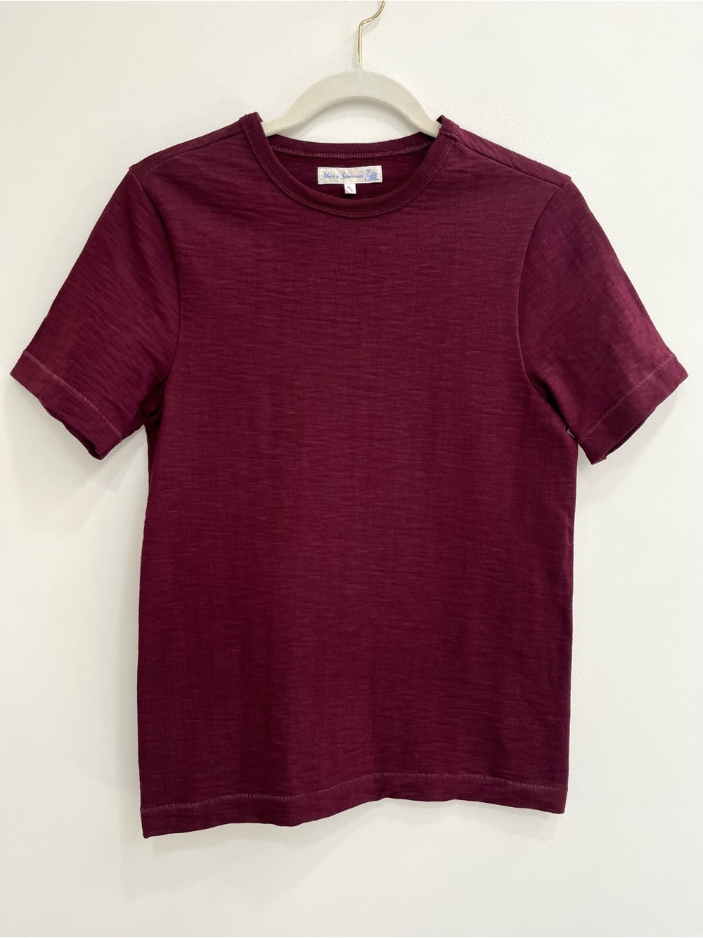 Merz B. Schwanen 214 Loopwheeled Maroon Short Sleeve T-Shirt Color 4/S